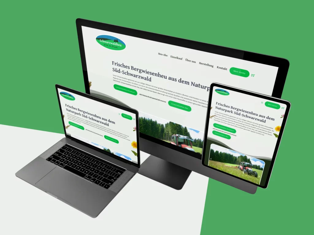 MockUp der Website von Schwarzwaldheu aus Furtwangen